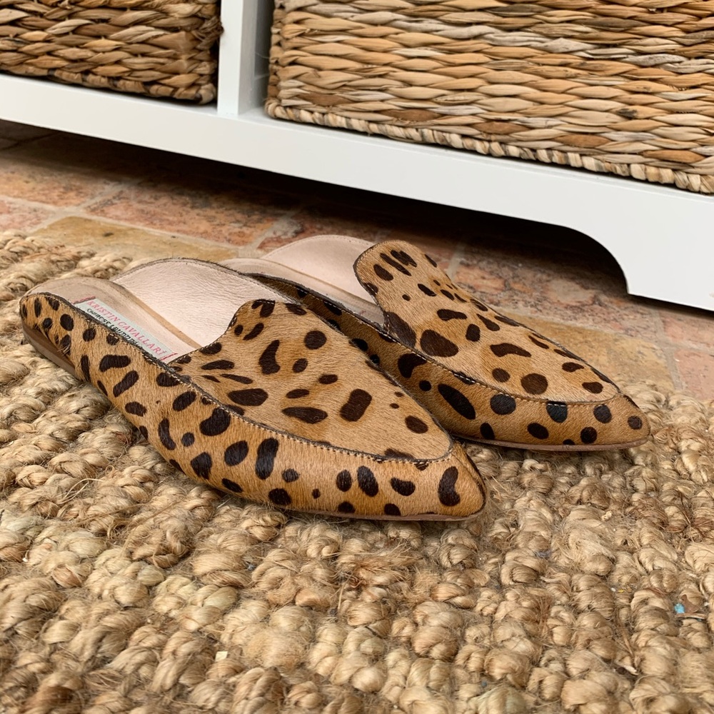 Kristen Cavallari Cheetah Calfhair Mules Slide 7.5